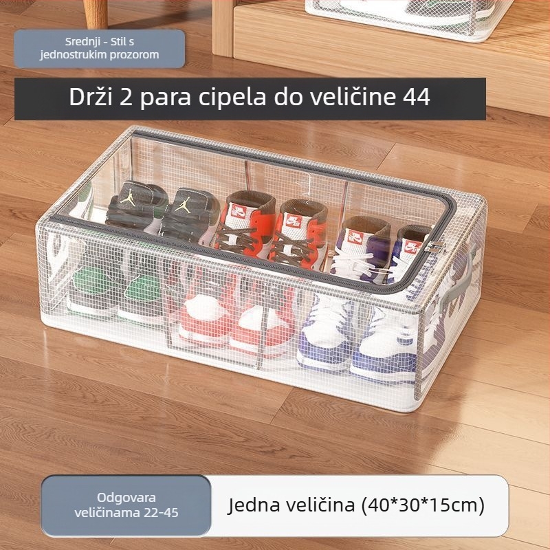 Nova kutija za pohranu cipela s dvostrukim vratima, prozirna mrežasta kutija za cipele, sklopivi stalak za cipele, ormarić za cipele na dnu kreveta u spavaonici