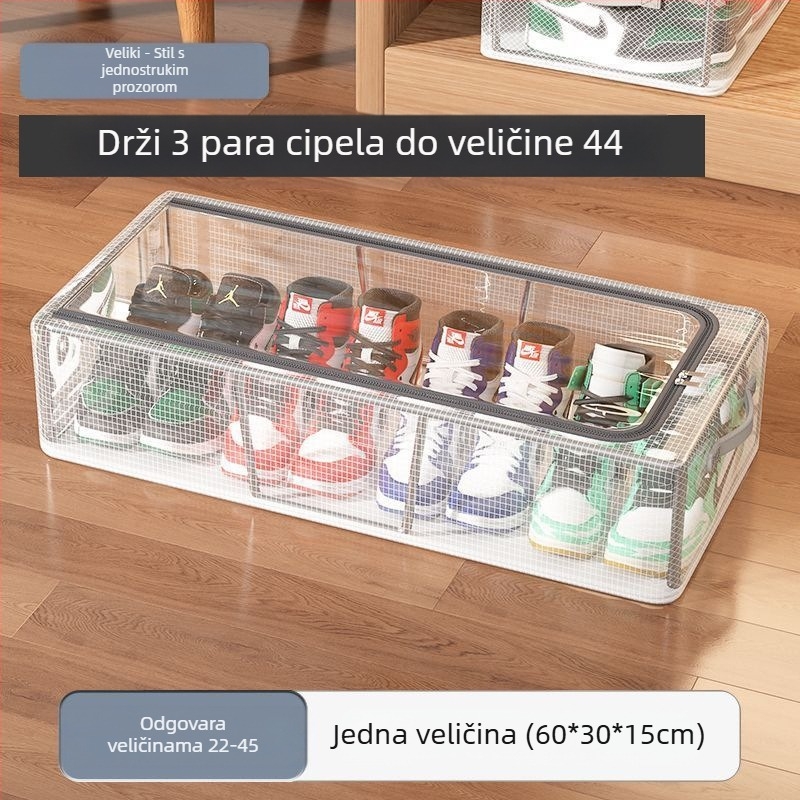 Nova kutija za pohranu cipela s dvostrukim vratima, prozirna mrežasta kutija za cipele, sklopivi stalak za cipele, ormarić za cipele na dnu kreveta u spavaonici