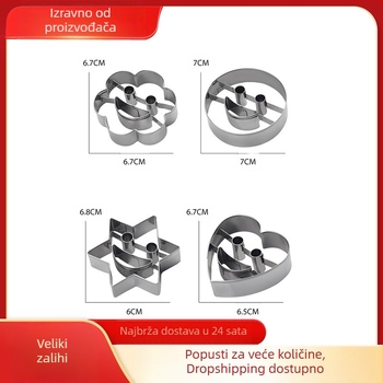 Na zalihi, set od 4 kalupa za kolačiće od nehrđajućeg čelika, rezač za nasmijana lica, rezač za voće, set alata za kućno pečenje, rezač za kolačiće