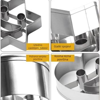 Na zalihi, set od 4 kalupa za kolačiće od nehrđajućeg čelika, rezač za nasmijana lica, rezač za voće, set alata za kućno pečenje, rezač za kolačiće