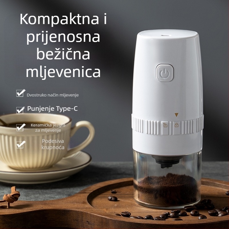 Električni mlinac za kavu u zrnu, mali kućanski ručni mlinac za kavu u zrnu, prijenosni automatski mlinac, ručni mlinac, aparat za kavu