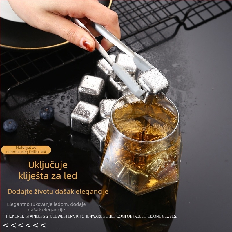 Vruća prodaja 304 nehrđajućeg čelika ledeno vino Stone neporozni set za led viski brzo smrznuti metalni led kocka tvornica izravna opskrba