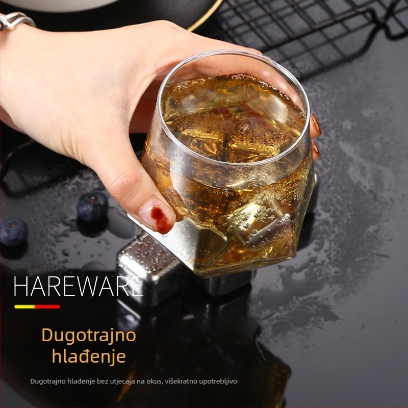 Vruća prodaja 304 nehrđajućeg čelika ledeno vino Stone neporozni set za led viski brzo smrznuti metalni led kocka tvornica izravna opskrba