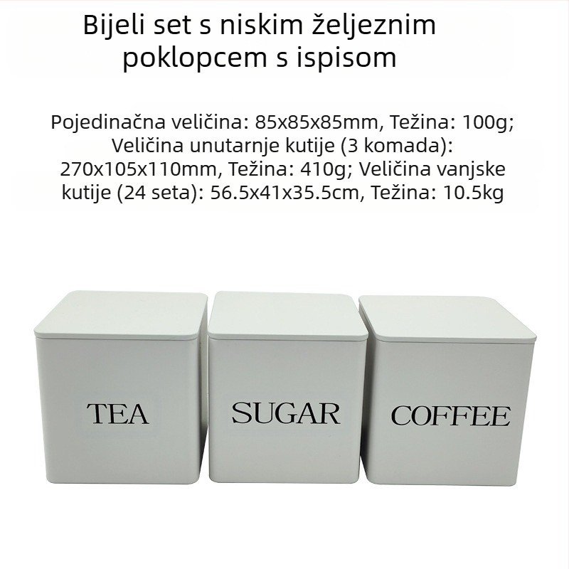 Bambusov poklopac, željezna kutija, kvadratna staklenka, jednostavna u europskom i američkom stilu, staklenka za kavu, bombone i čaj, limena ploča, zatvorena ambalaža, metalna staklenka