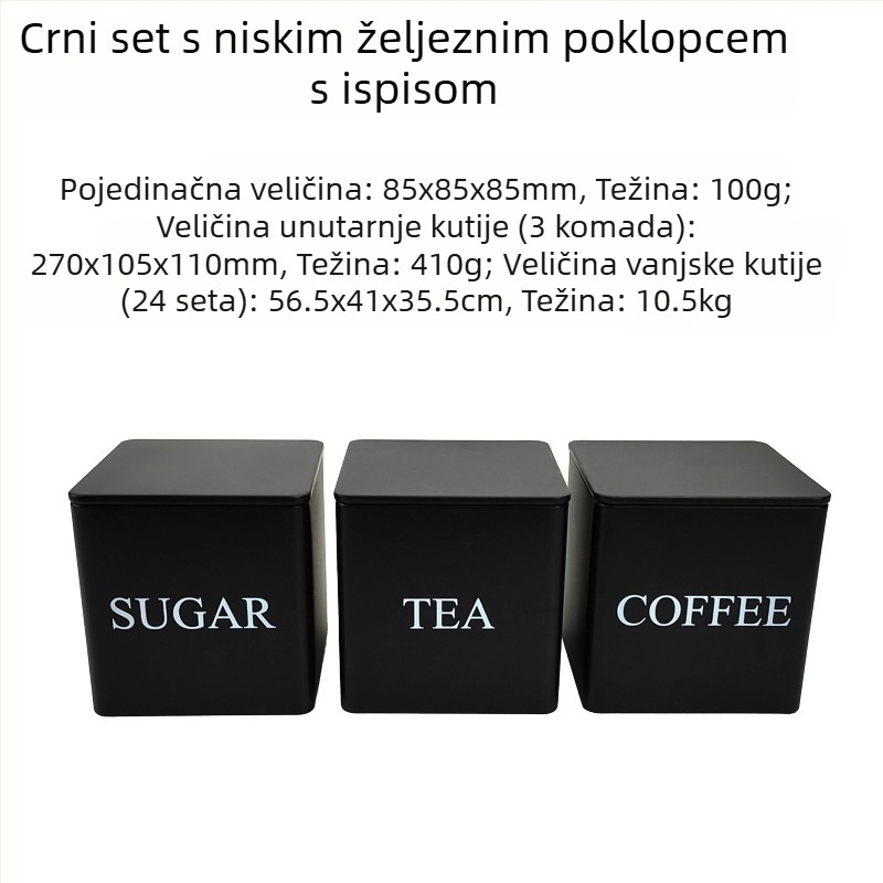Bambusov poklopac, željezna kutija, kvadratna staklenka, jednostavna u europskom i američkom stilu, staklenka za kavu, bombone i čaj, limena ploča, zatvorena ambalaža, metalna staklenka