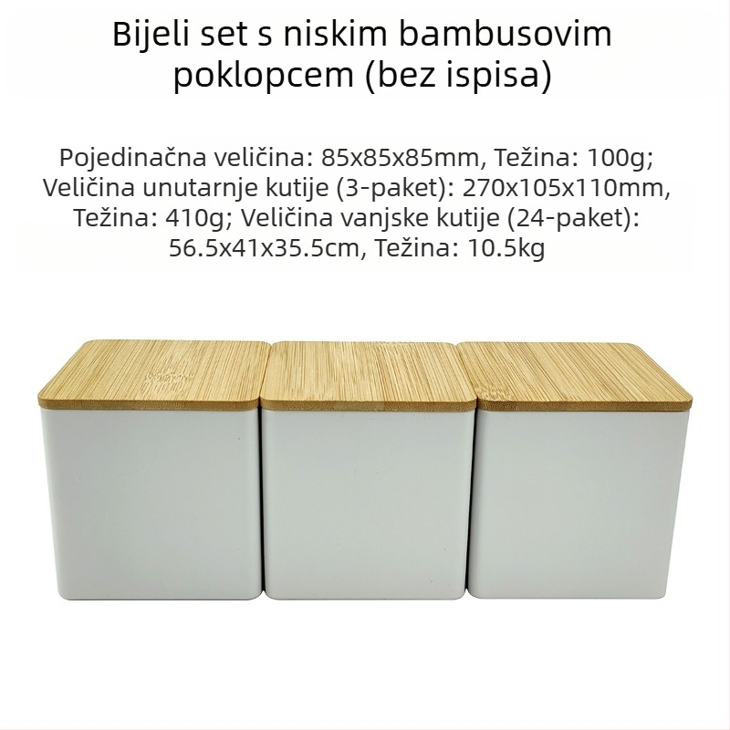 Bambusov poklopac, željezna kutija, kvadratna staklenka, jednostavna u europskom i američkom stilu, staklenka za kavu, bombone i čaj, limena ploča, zatvorena ambalaža, metalna staklenka