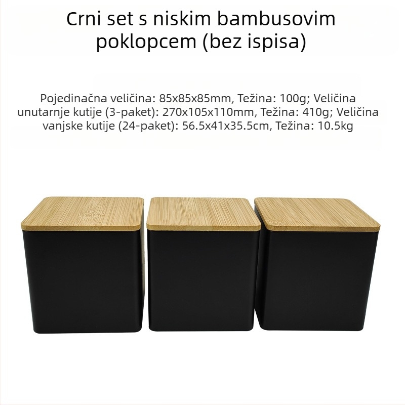 Bambusov poklopac, željezna kutija, kvadratna staklenka, jednostavna u europskom i američkom stilu, staklenka za kavu, bombone i čaj, limena ploča, zatvorena ambalaža, metalna staklenka