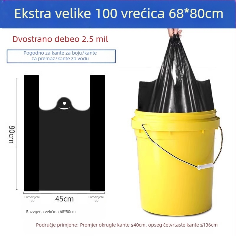 Velika vreća za smeće, velika debela, nije lako slomiti, kućna, prijenosna kuhinjska vreća, komercijalna plastična vrećica, serija