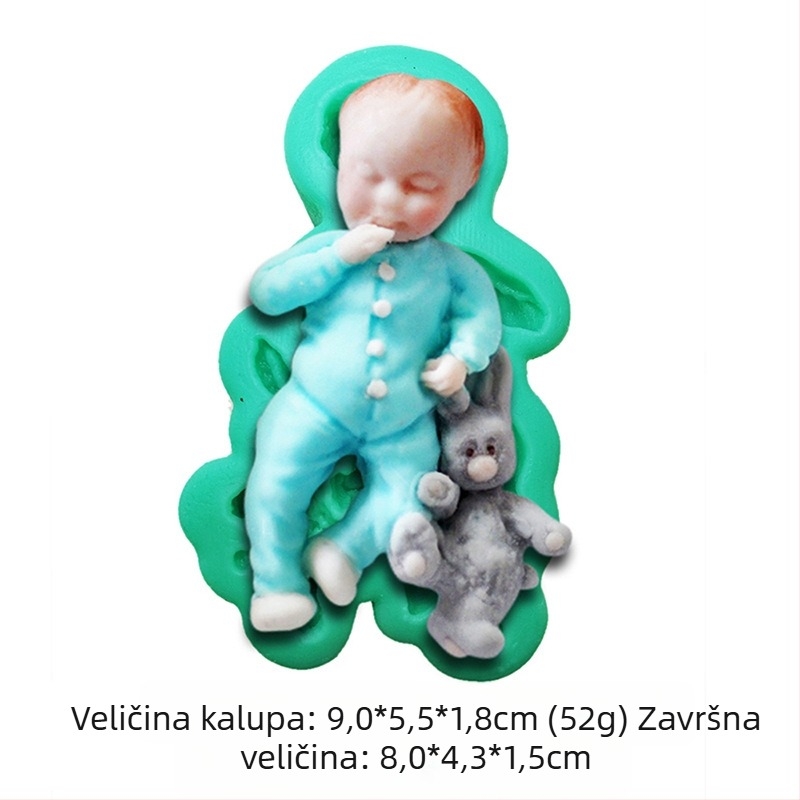 Silikonski kalup za bebu, zec i medvjedić, DIY, ručno rađeni kalup za ukrašavanje torte od fondana