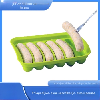 Silikonski kalup za kobasice "uradi sam" sa šest veza i poklopcem, kalup za hot dog, silikonski kalup za šunku za pečenje u kuhinji