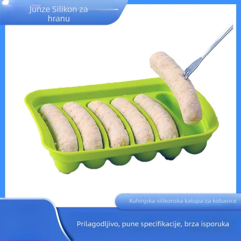 Silikonski kalup za kobasice "uradi sam" sa šest veza i poklopcem, kalup za hot dog, silikonski kalup za šunku za pečenje u kuhinji