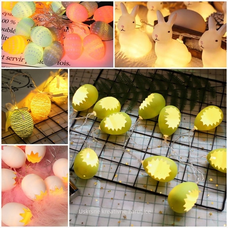 Uskrsna jaja mrkva svjetla za spavaću sobu blagdanska dekoracija kreativna LED zec ukrasna svjetla u boji trepereća svjetla