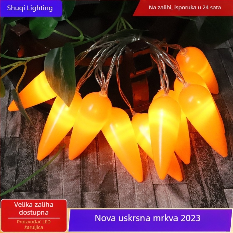 Uskrsna jaja mrkva svjetla za spavaću sobu blagdanska dekoracija kreativna LED zec ukrasna svjetla u boji trepereća svjetla