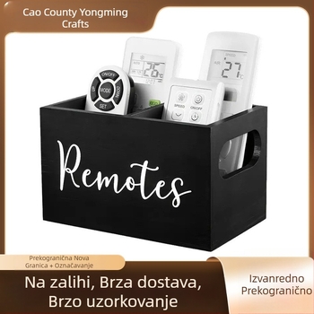 Drvena kutija za pohranu s pretincem za stol, kutija za pohranu vrećica za kavu i čaj s ručkom, stolna kutija za daljinsko upravljanje, veleprodaja