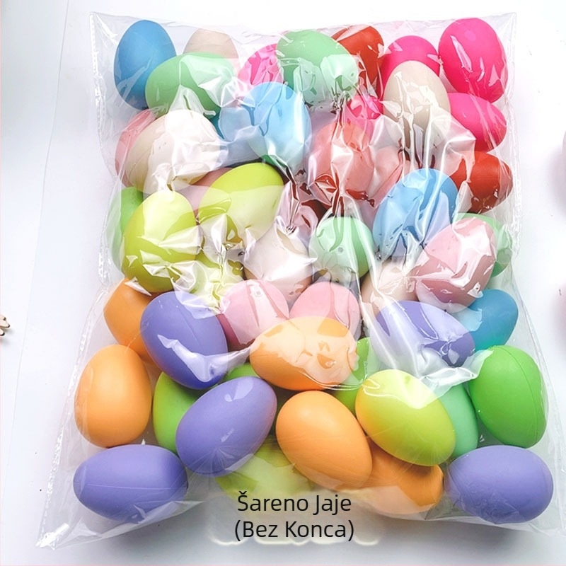 50 komada bijelih šarenih umjetnih jaja, plastičnih ljuski za jaja, ručno izrađenih, DIY grafiti uskrsnih jaja za vrtić