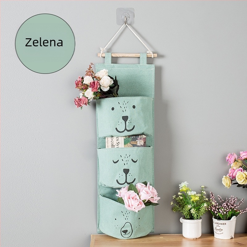 Kućna kreativna pamučna lanena vodootporna torba za pohranu od tkanine, zidna torba s tri džepa, viseća torba za ormar, završna obrada vrata, torba za pohranu sitnica