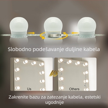 Hollywoodska zrcalna LED žarulja za šminkanje, USB trobojna zrcalna žarulja za prednje farove, žarulja za punjenje ogledalom