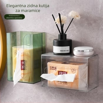 Lagana luksuzna kutija za maramice, zidna, bez bušenja, kućanska kupaonica, pohrana ručnika za lice, vađenje toaletnog papira, kuhinja, obrnuta vješalica