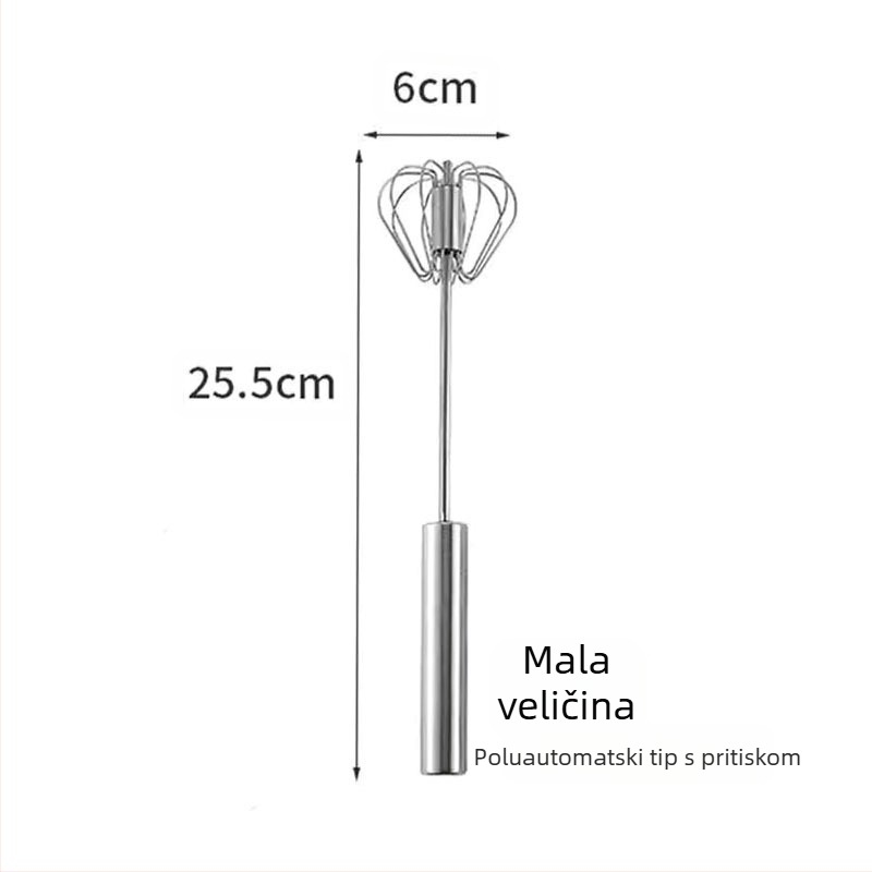 Poluautomatski alat za mućenje jaja od nehrđajućeg čelika, kućanski ručni mikser za jaja, mjehurići za vrhnje, mali alat za pečenje