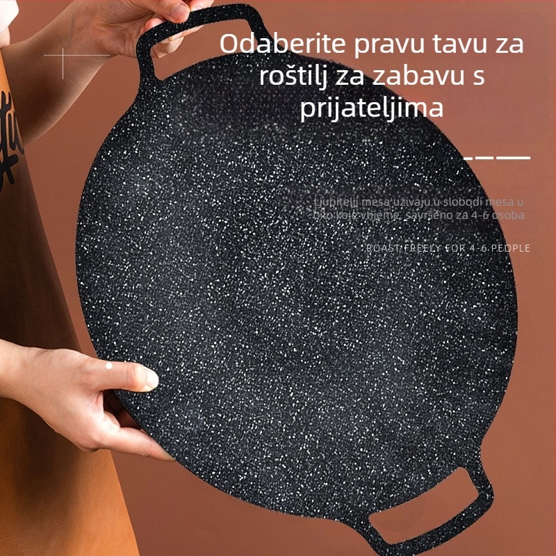 Okrugli lim za pečenje, vanjski, okrugli, Maifan kamen, neprianjajući, kamperski, kartonski, komercijalni, za pečenje ribe, kućanski, korejski, za roštilj