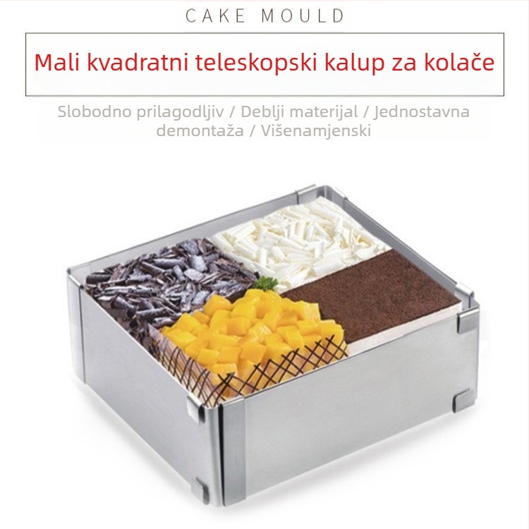 Kalup za lazanje od sira od nehrđajućeg čelika, prekogranični, teleskopski okrugli kalup za torte, alat za pečenje