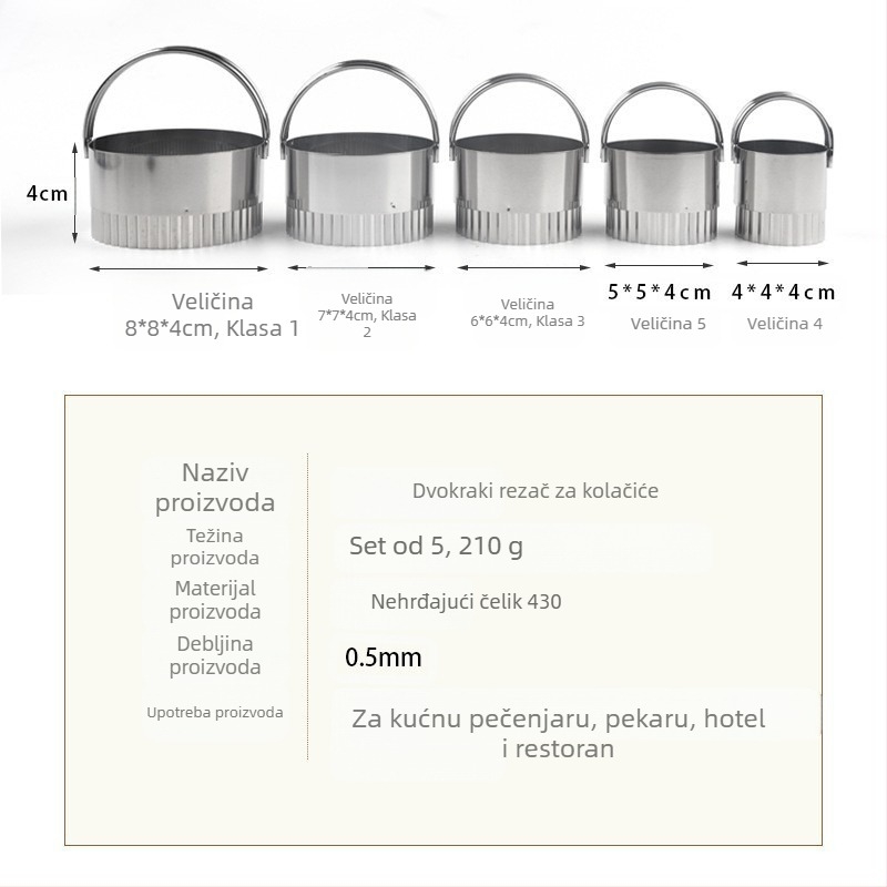 Kalup za lazanje od sira od nehrđajućeg čelika, prekogranični, teleskopski okrugli kalup za torte, alat za pečenje