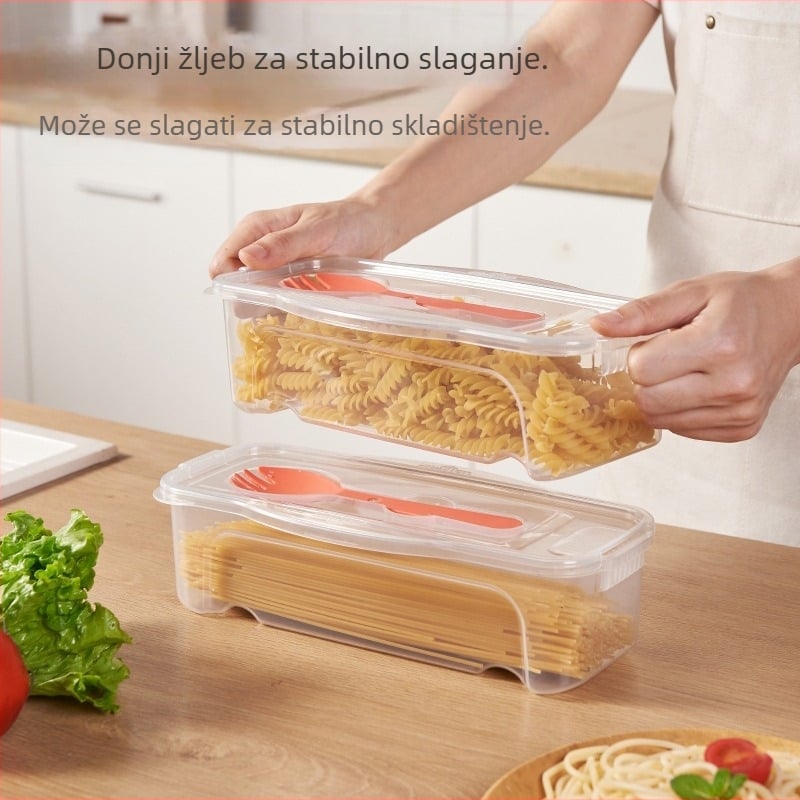 Kutija za pohranu hrane od 1300 ml s vilicom i žlicom, hladnjak, ocijedite, kutija za rezance s poklopcem, kutija za rezance za zagrijavanje u mikrovalnoj pećnici, miješanje rezanaca