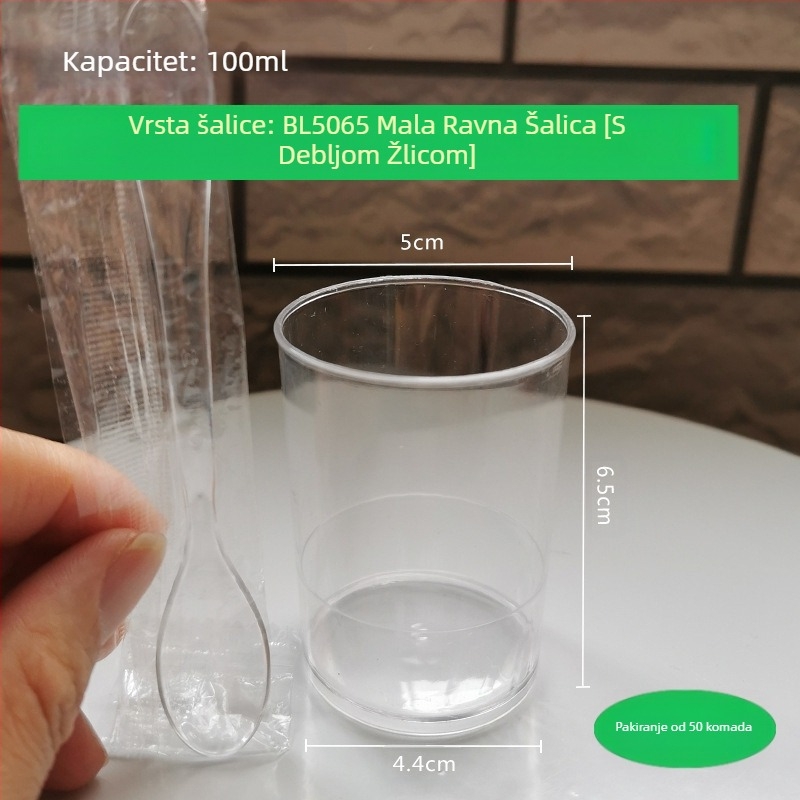 Ravni mousse od pudinga od branjina, desertni stol od tvrde plastične čaše, neto crvena, kreativna 100 ml, prozirna za jednokratnu upotrebu