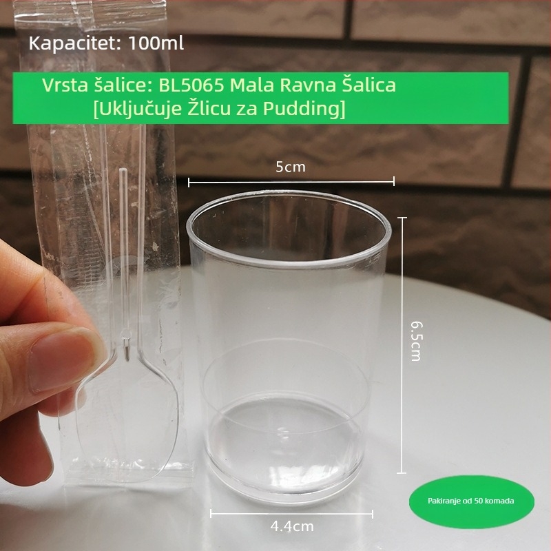 Ravni mousse od pudinga od branjina, desertni stol od tvrde plastične čaše, neto crvena, kreativna 100 ml, prozirna za jednokratnu upotrebu