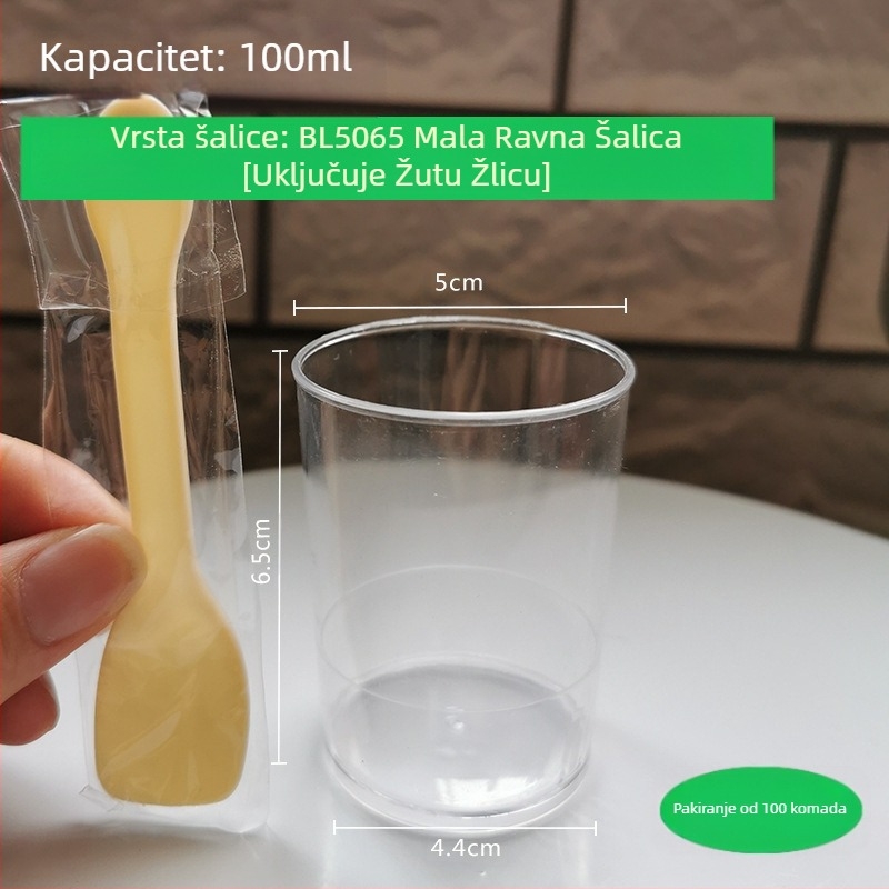 Ravni mousse od pudinga od branjina, desertni stol od tvrde plastične čaše, neto crvena, kreativna 100 ml, prozirna za jednokratnu upotrebu