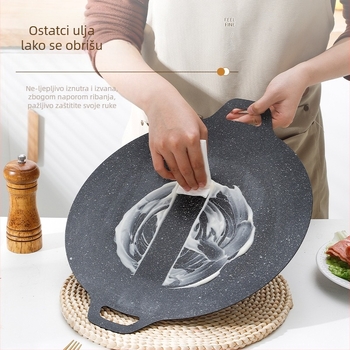 Okrugla vanjska ploča za pečenje, korejska ploča za roštilj, uložak za pećnicu, ploča za roštilj, teppanyaki kućanstvo, maifan kamena tava s neprianjajućim slojem