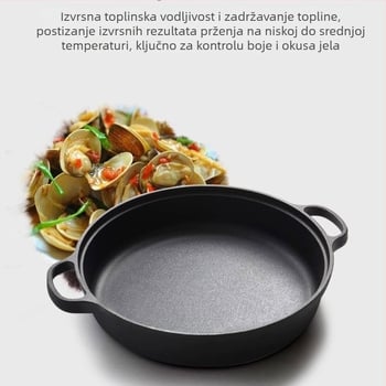 Tava od lijevanog željeza, zadebljana tava od lijevanog željeza, željezna tava, indukcijsko kuhalo, poseban plinski štednjak prikladan za staromodne kućanske tave s neprianjajućim slojem