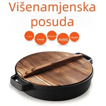 Tava od lijevanog željeza, zadebljana tava od lijevanog željeza, željezna tava, indukcijsko kuhalo, poseban plinski štednjak prikladan za staromodne kućanske tave s neprianjajućim slojem