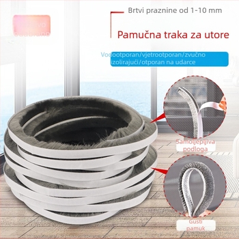 Traka za brtvljenje utora za vrata i prozore, vunena traka, aluminijska legura, traka za vjetrobransko staklo, drveni otvor za vrata, vjetrootporna, samoljepljiva vunena traka