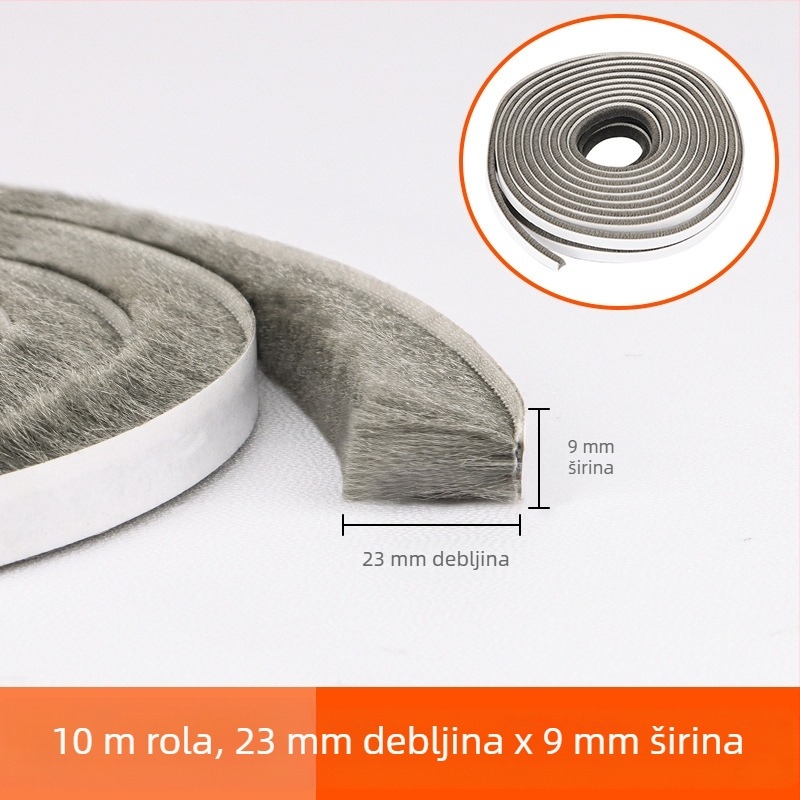 Traka za brtvljenje utora za vrata i prozore, vunena traka, aluminijska legura, traka za vjetrobransko staklo, drveni otvor za vrata, vjetrootporna, samoljepljiva vunena traka