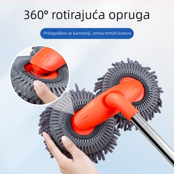 Car Essentials Mop za pranje automobila Set alata za pranje automobila Dvostruka glava Duga ručka Uvlačiva četka za mop