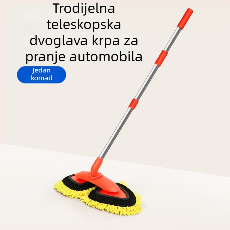 Car Essentials Mop za pranje automobila Set alata za pranje automobila Dvostruka glava Duga ručka Uvlačiva četka za mop