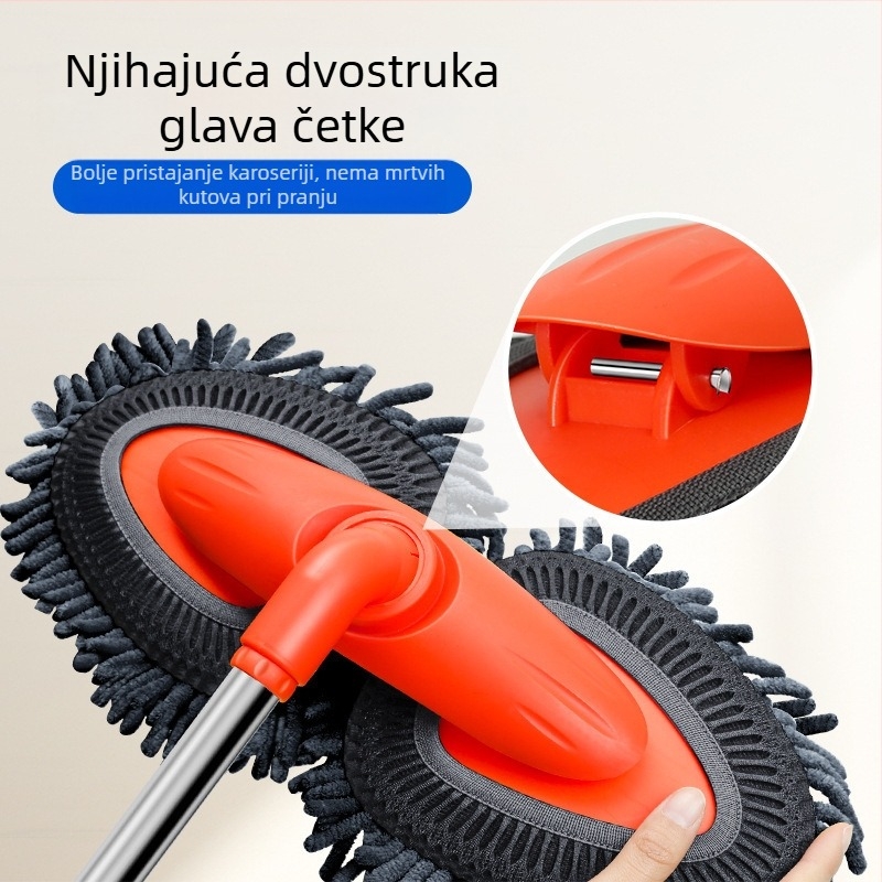 Car Essentials Mop za pranje automobila Set alata za pranje automobila Dvostruka glava Duga ručka Uvlačiva četka za mop