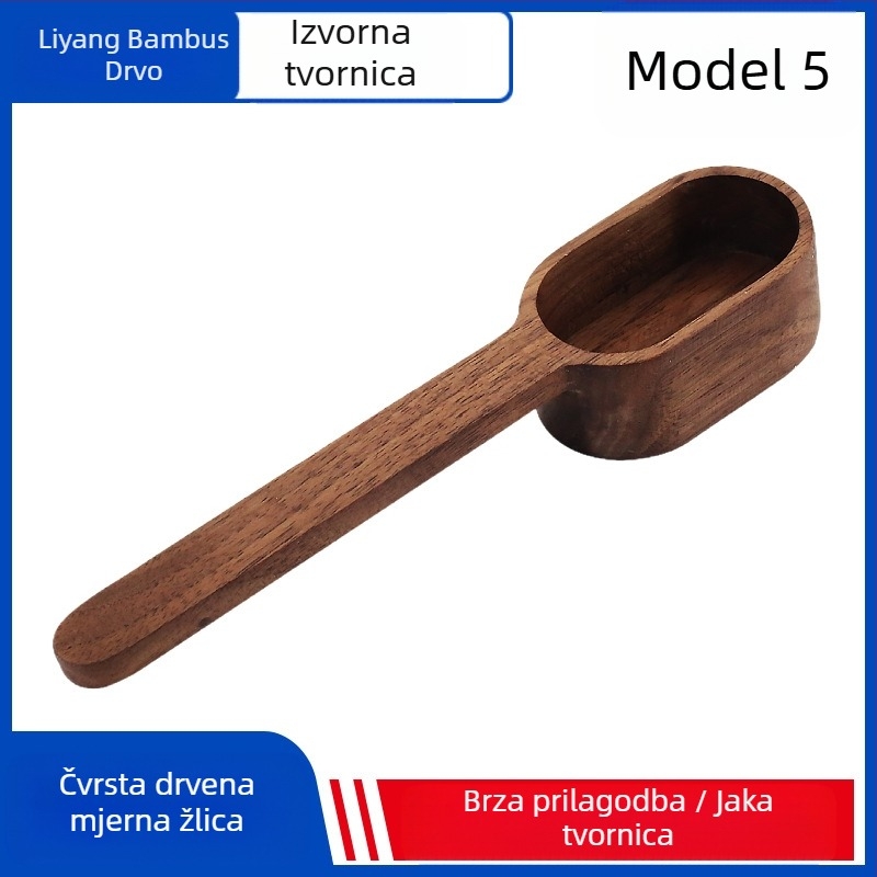Drvena mjerna žlica od crnog oraha, masivno drvo, kratka drška, žlica za kavu od bukovog praha, kvantitativna žlica za voćni prah, žlica za začin, veleprodaja
