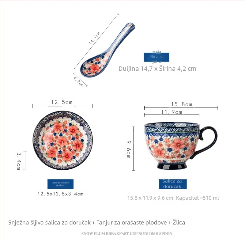 Poljska šalica keramička šalica s poklopcem vintage šalica za doručak izvrsna uredska šalica za vodu kućna šalica za kavu veleprodaja