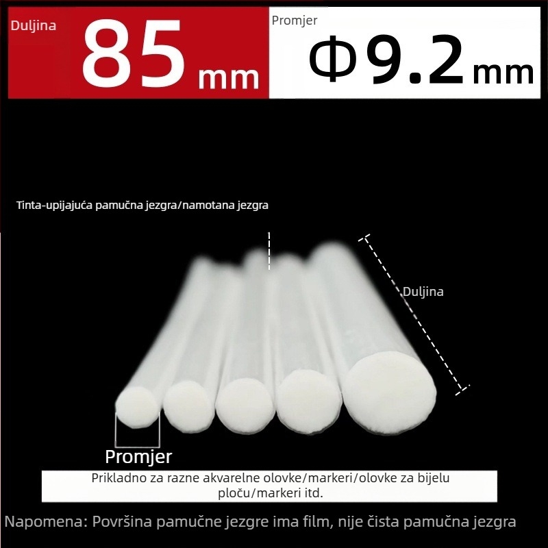 Tvornička proizvodnja veleprodaja vlaknaste role s jezgrom od pamučne jezgre olovka s akvarelom olovka za bijelu ploču olovka marker olovka s upijanjem tinte pamučna jezgra