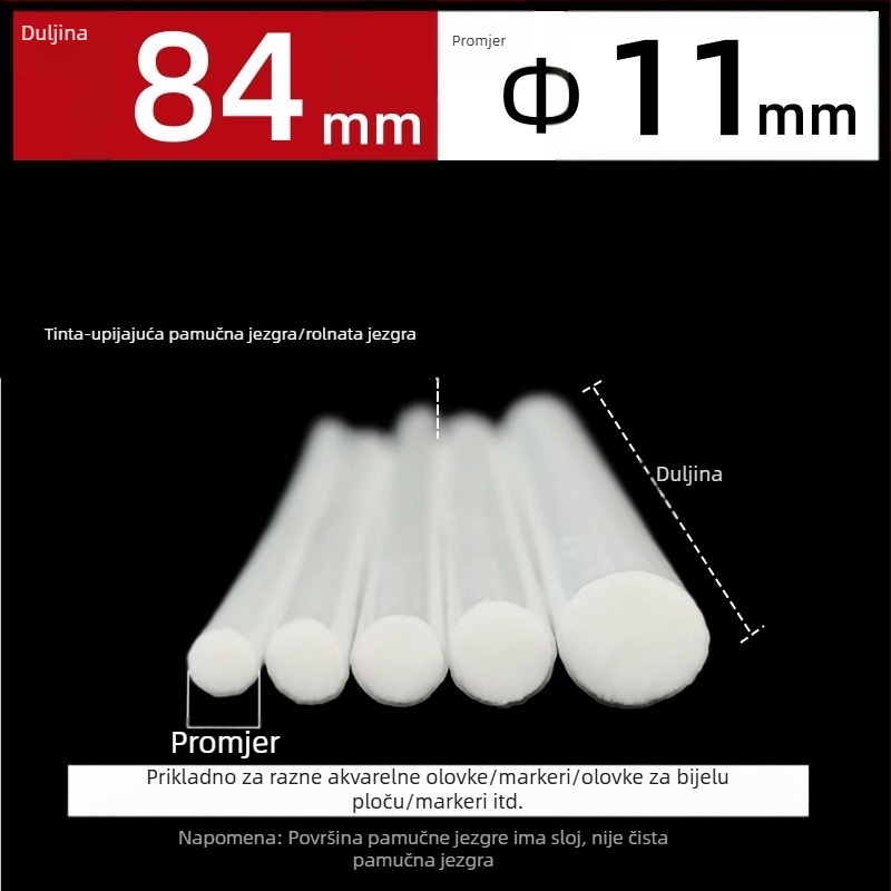 Tvornička proizvodnja veleprodaja vlaknaste role s jezgrom od pamučne jezgre olovka s akvarelom olovka za bijelu ploču olovka marker olovka s upijanjem tinte pamučna jezgra