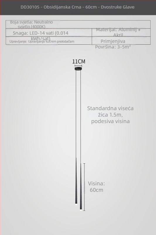 Noćni luster, moderan, jednostavan, luksuzni, minimalistički, galvanizirani, prepoznatljiv, kreativni, dizajnerski, suženi, luster za spavaću sobu s dvostrukom glavom