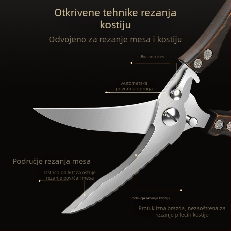 Tvorničke kuhinjske škare, kućne jake škare za pileće kosti, višenamjenske škare, škare od posebnog čelika za kosti, kuhinjske škare