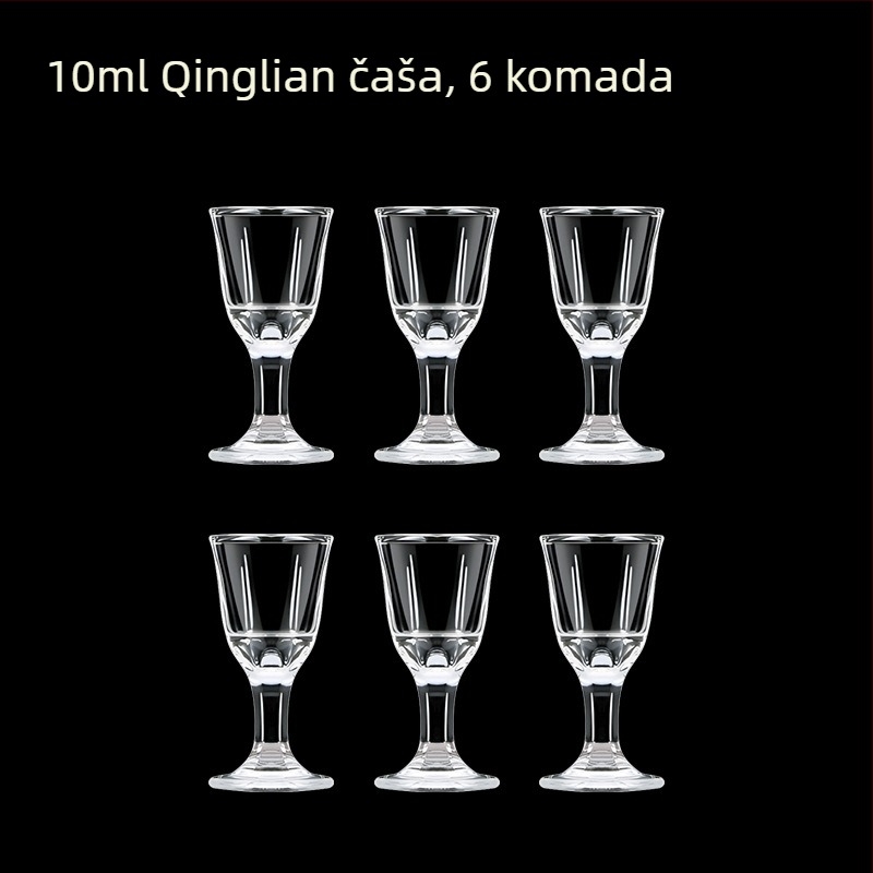 Prozirne čaše za alkoholna pića, oktagonalnog oblika, visoko postolje, set od 6–10 komada