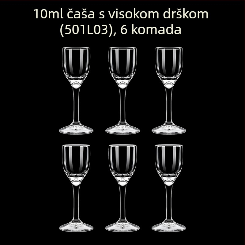 Prozirne čaše za alkoholna pića, oktagonalnog oblika, visoko postolje, set od 6–10 komada