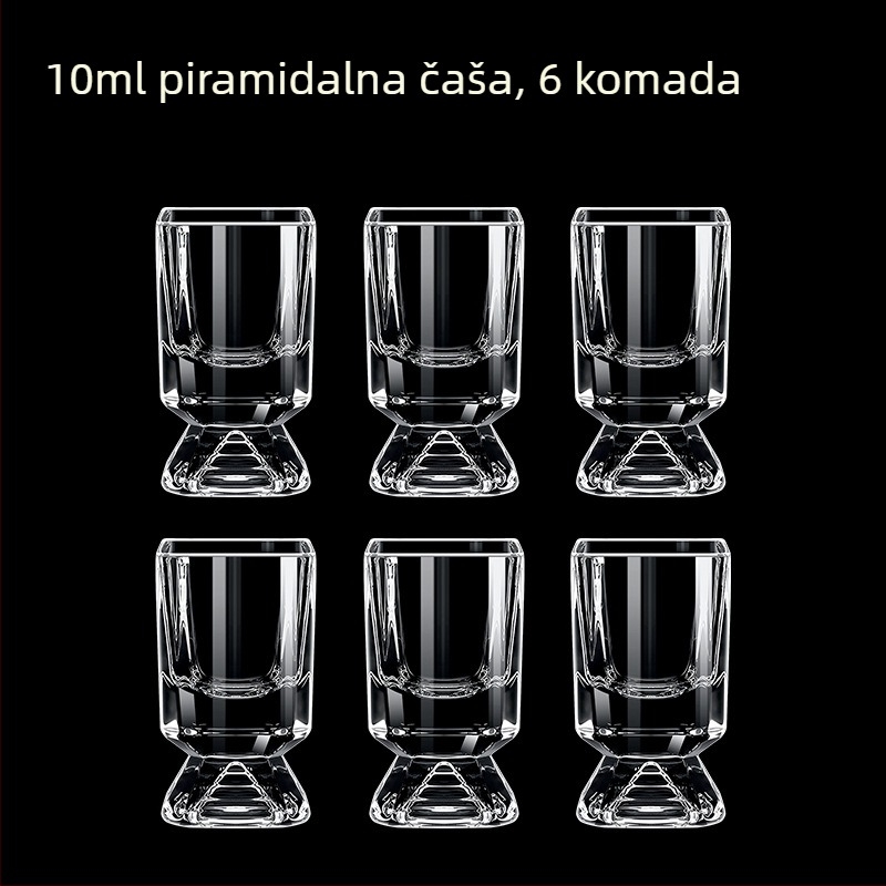 Prozirne čaše za alkoholna pića, oktagonalnog oblika, visoko postolje, set od 6–10 komada