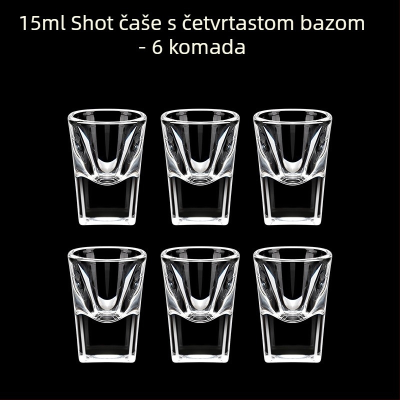 Prozirne čaše za alkoholna pića, oktagonalnog oblika, visoko postolje, set od 6–10 komada