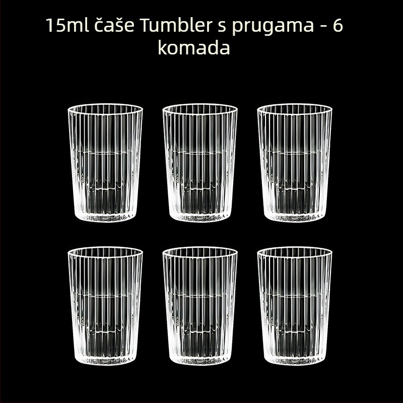 Prozirne čaše za alkoholna pića, oktagonalnog oblika, visoko postolje, set od 6–10 komada