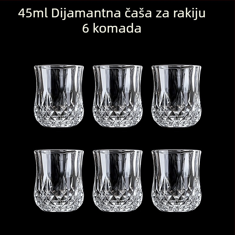 Prozirne čaše za alkoholna pića, oktagonalnog oblika, visoko postolje, set od 6–10 komada